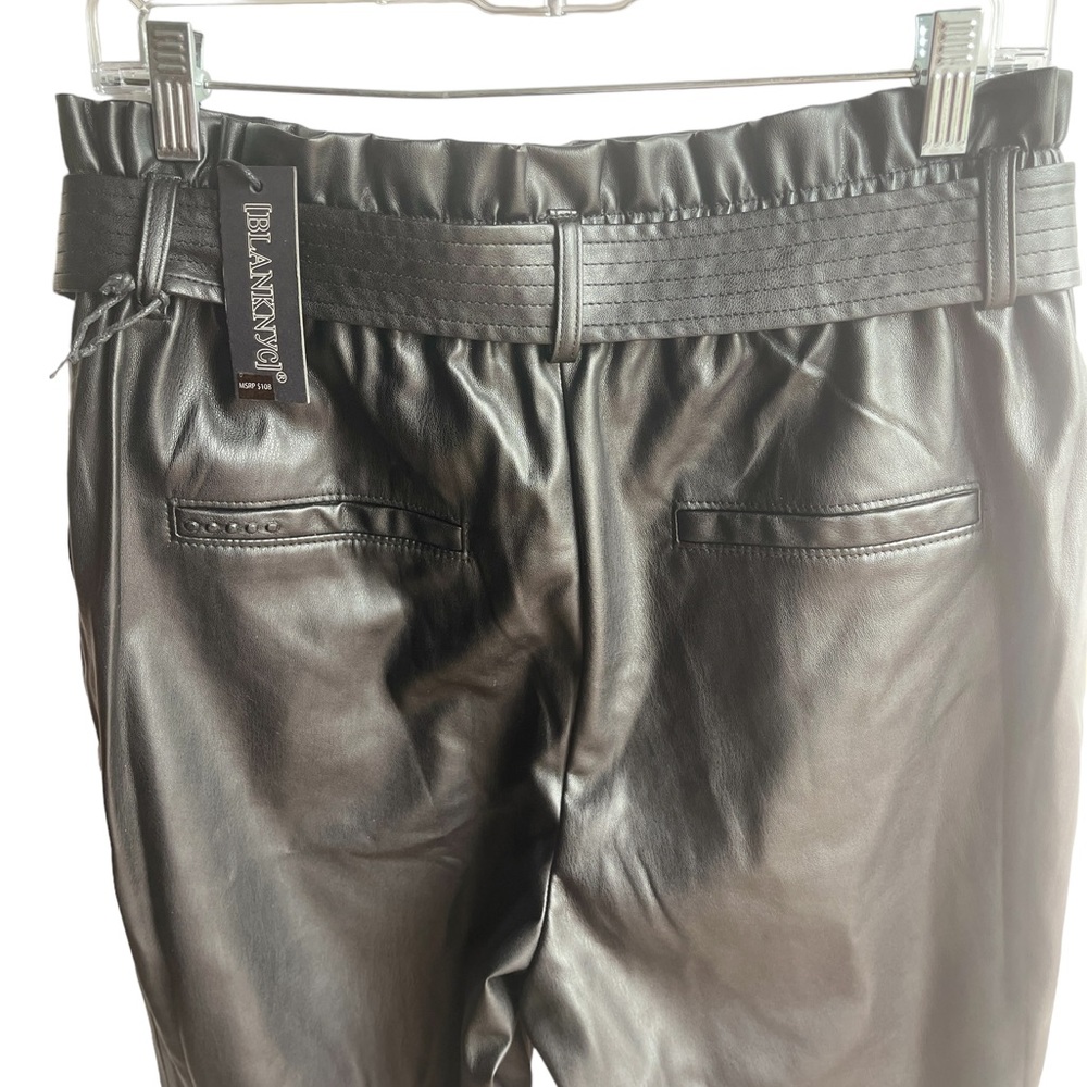 Blank NYC Black Faux Leather Paper Bag High Waist Pants Belted Size 30 - Picture 11 of 12